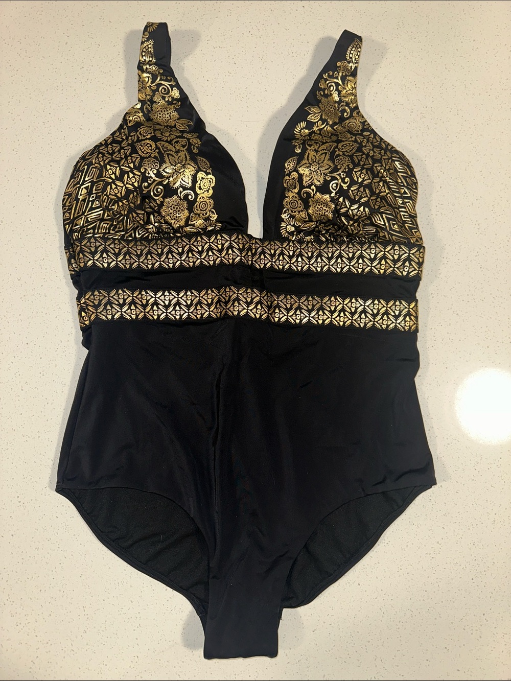 Swimsuits For All Black and Gold One-Piece Swimsuit, NWOT,Size:18